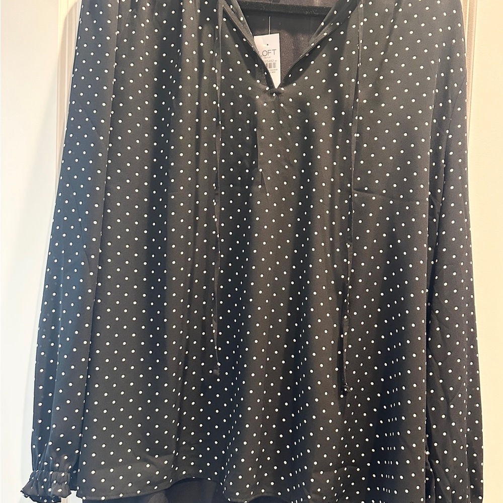 New Loft Polka Dot Black Blouse